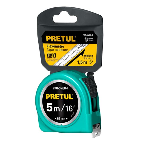 FLEXOMETRO 5MT ROJO PRETUL