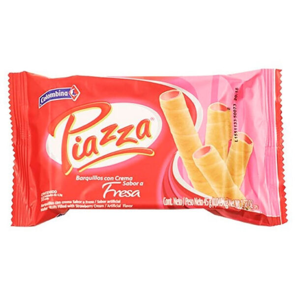COLOMBINA PIAZZA BARQUILLOS FRESA BANDEJA 45GR