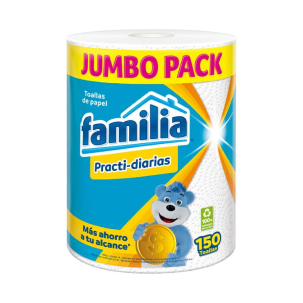 TOALLA DE COCINA FAMILIA HOGAR PRACTIDIARIA JUMBO PACK X 150HJ