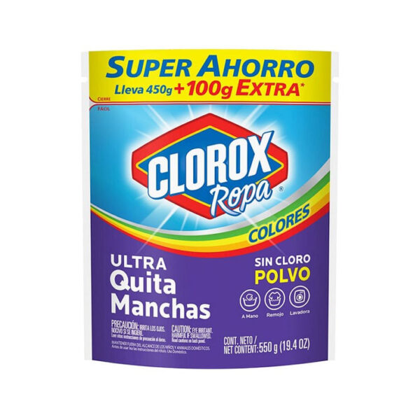 CLOROX POLVO ULTRA QUITA MANCHAS COLORES 550GR