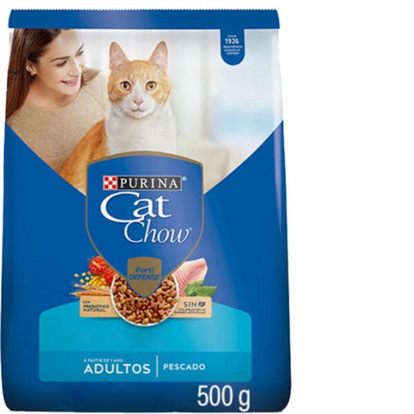 CAT CHOW ADULTOS PESCADO PREBIOTICOS 500GR.