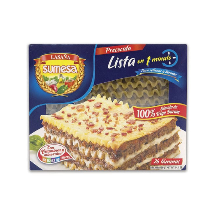 7861002300214 LASAÑA SUMESA 26 LAMINAS 400G - Imagen 1