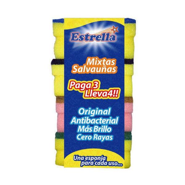 ESPONJA SALVAUNAS MIXTA ESTRELLA 4EN1