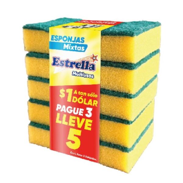 ESPONJA ESTRELLA MIXTA MULTIUSOS PAGA 3 LLEVA 5