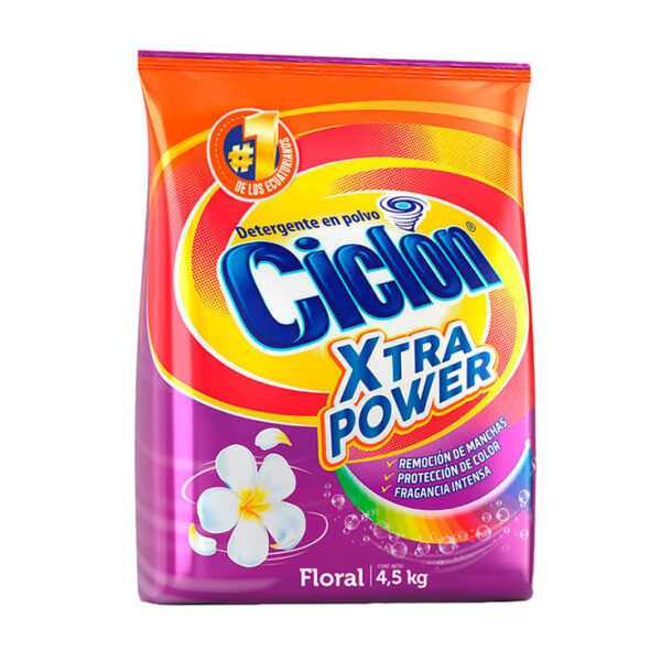 UN DETERG CICLON XP POLV FLORAL FDA*4.5KG